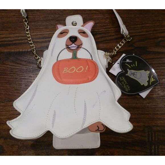 Betsey Johnson Halloween Dog Ghost Let's Glow Crazy Crossbody Purse NWT READ - Picture 1 of 5